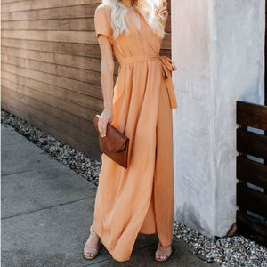 NWT Short Sleeve Solid Bardot Wrap Dress - Spice